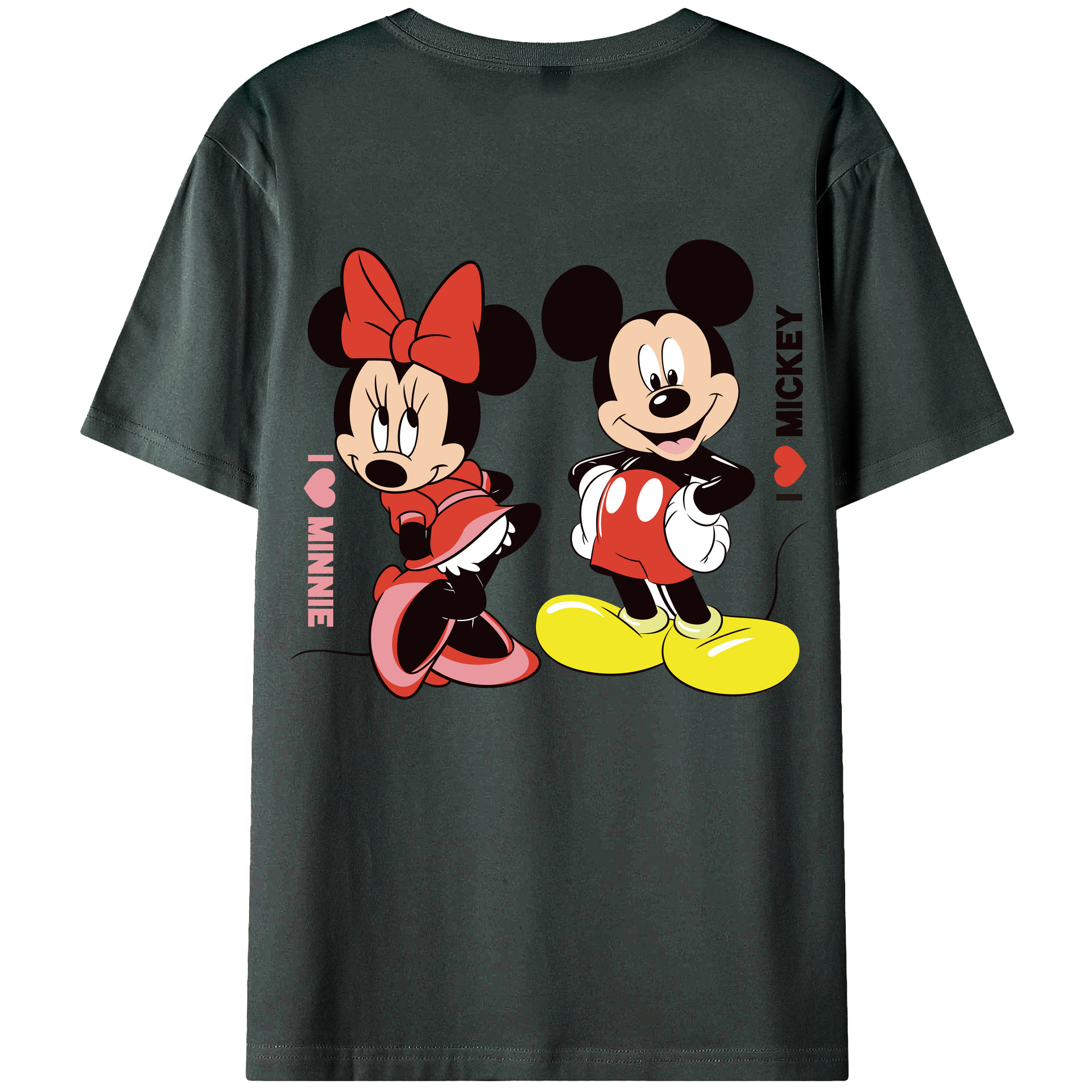 ミッキーマウス Mickey Mouse 綿100％ メンズ半袖Tシャツ（バックプリント） 通気性
